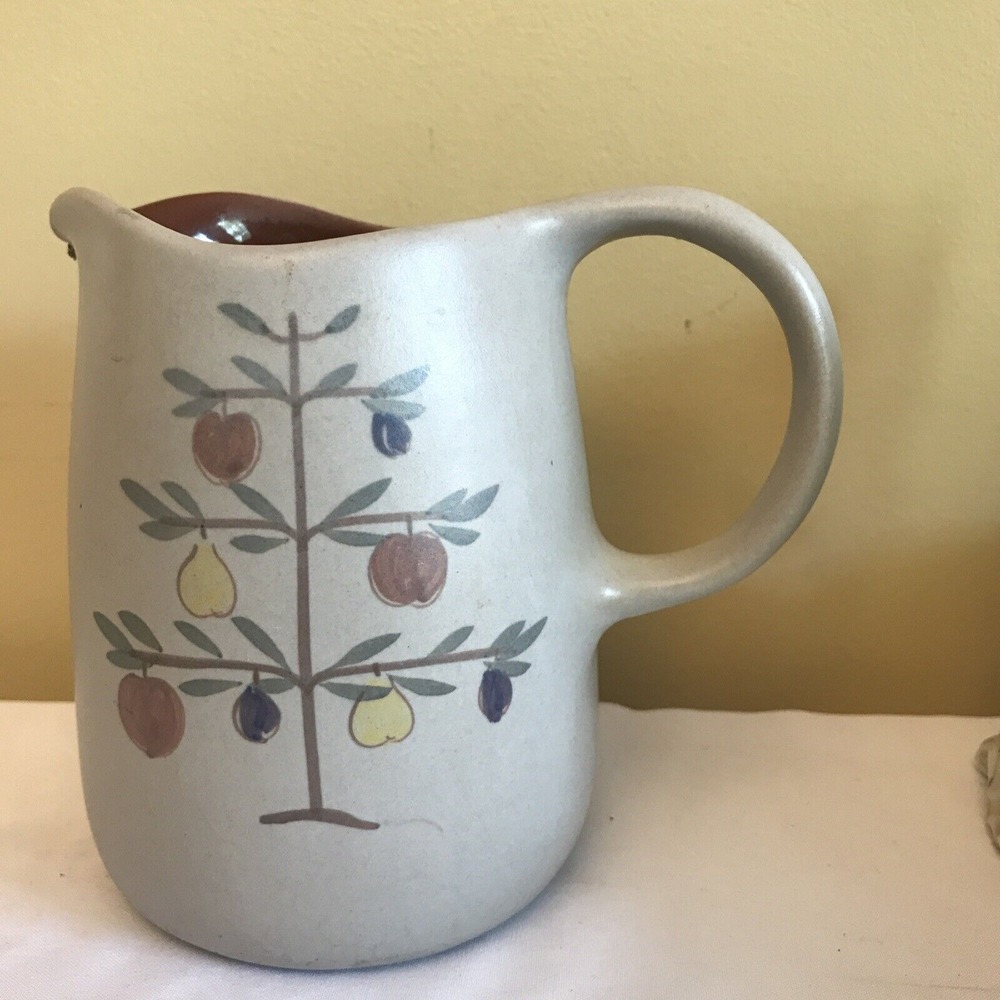 Stoneware Pitcher Vintage  Fruit Tree Primitive‎ Decor.